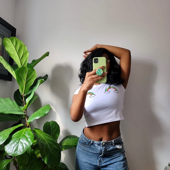 Rainbow White Crop Top - Picture 2 of 2